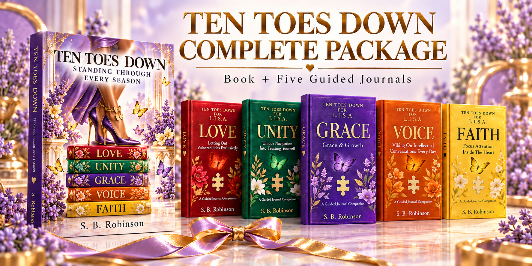 Ten Toes Down Complete Package — the book plus five guided journals: Love, Unity, Grace, Voice and Faith